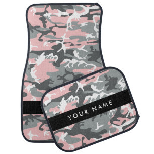 Pink and Gray Camouflage Your name Personalize Car Floor Mat