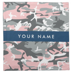 Pink and Gray Camouflage Your name Personalize Cloth Napkin