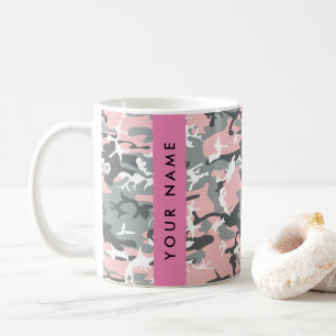 Pink and Gray Camouflage Your name Personalize Coffee Mug