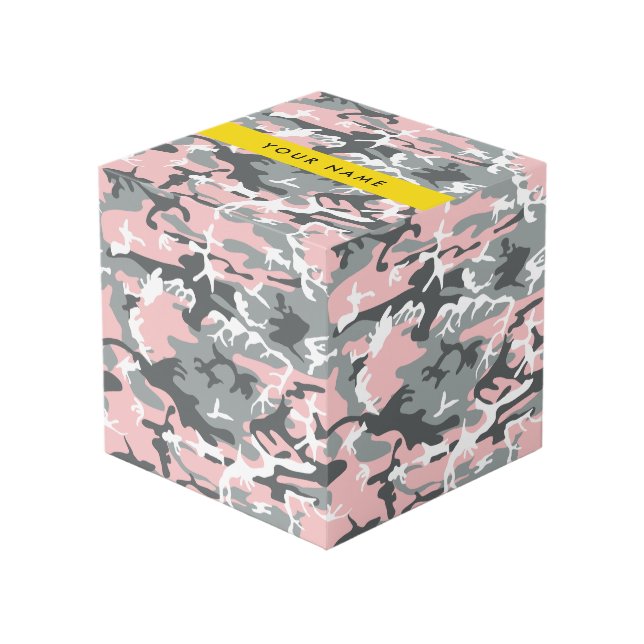 Pink and Gray Camouflage Your name Personalize Cube (Front Angled)