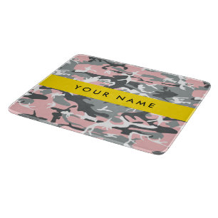 Pink and Gray Camouflage Your name Personalize Cutting Board