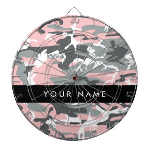 Pink and Gray Camouflage Your name Personalize Dart Board