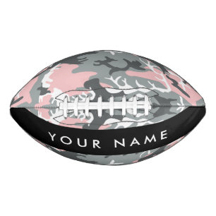 Pink and Gray Camouflage Your name Personalize Football