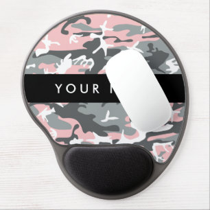 Pink and Gray Camouflage Your name Personalize Gel Mouse Pad