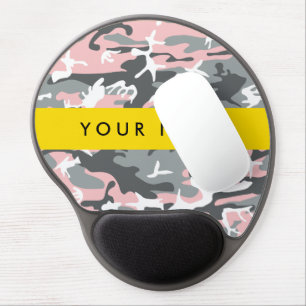 Pink and Gray Camouflage Your name Personalize Gel Mouse Pad