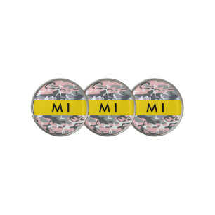 Pink and Gray Camouflage Your name Personalize Golf Ball Marker