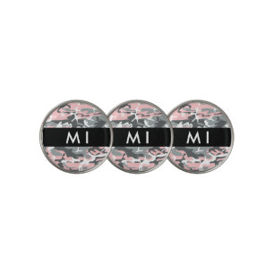 Pink and Gray Camouflage Your name Personalize Golf Ball Marker