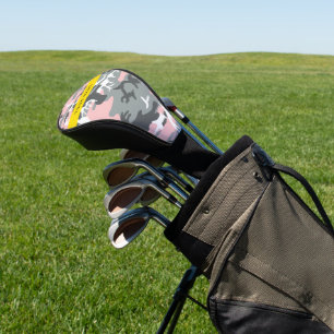 Pink and Gray Camouflage Your name Personalize Golf Head Cover