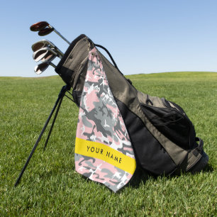 Pink and Gray Camouflage Your name Personalize Golf Towel