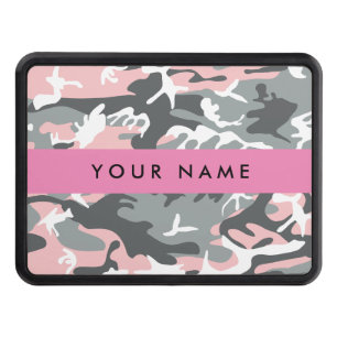 Pink and Gray Camouflage Your name Personalize Hitch Cover