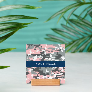 Pink and Gray Camouflage Your name Personalize Holder