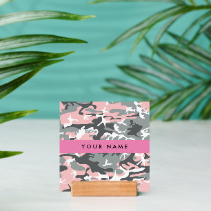 Pink and Gray Camouflage Your name Personalize Holder