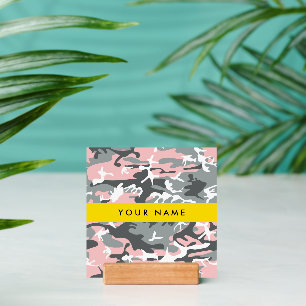 Pink and Gray Camouflage Your name Personalize Holder