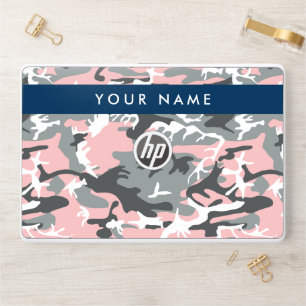 Pink and Gray Camouflage Your name Personalize HP Laptop Skin
