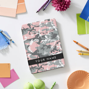 Pink and Gray Camouflage Your name Personalize iPad Pro Cover