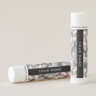 Pink and Gray Camouflage Your name Personalize Lip Balm