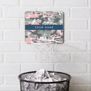 Pink and Gray Camouflage Your name Personalize Mini Basketball Hoop