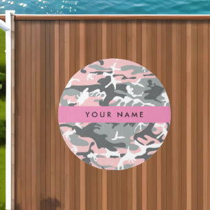 Pink and Gray Camouflage Your name Personalize Outdoor Rug