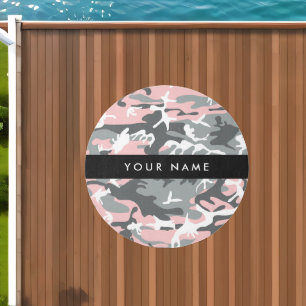 Pink and Gray Camouflage Your name Personalize Outdoor Rug