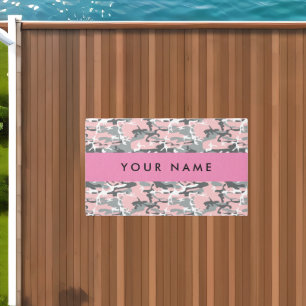 Pink and Gray Camouflage Your name Personalize Outdoor Rug