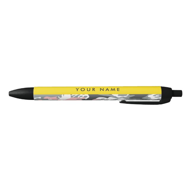 Pink and Gray Camouflage Your name Personalize Pen (Bottom)