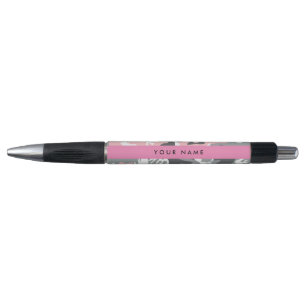 Pink and Gray Camouflage Your name Personalize Pen