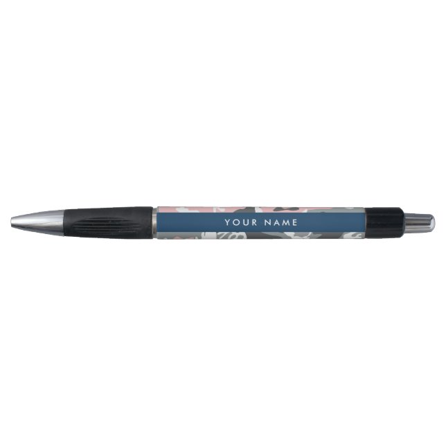 Pink and Gray Camouflage Your name Personalize Pen (Front)