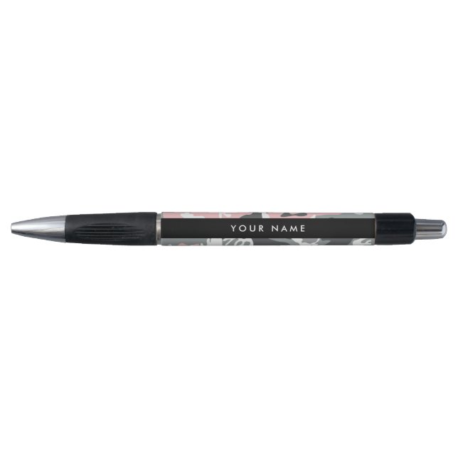 Pink and Gray Camouflage Your name Personalize Pen (Front)