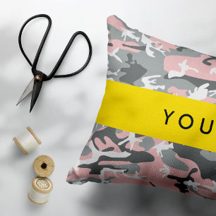 Pink and Gray Camouflage Your name Personalize Pet Bed