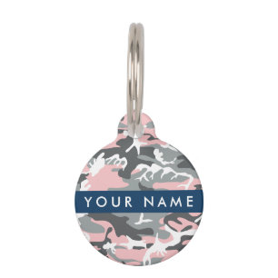 Pink and Gray Camouflage Your name Personalize Pet ID Tag