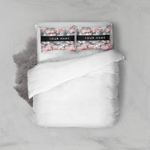 Pink and Gray Camouflage Your name Personalize Pillow Case