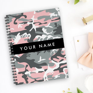Pink and Gray Camouflage Your name Personalize Planner