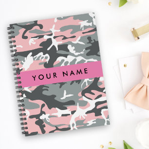 Pink and Gray Camouflage Your name Personalize Planner