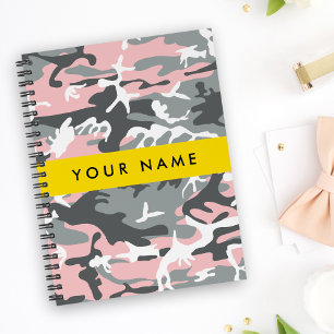 Pink and Gray Camouflage Your name Personalize Planner