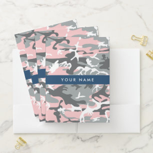 Pink and Gray Camouflage Your name Personalize Pocket Folder