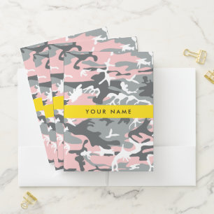 Pink and Gray Camouflage Your name Personalize Pocket Folder