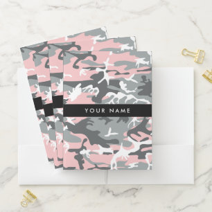 Pink and Gray Camouflage Your name Personalize Pocket Folder