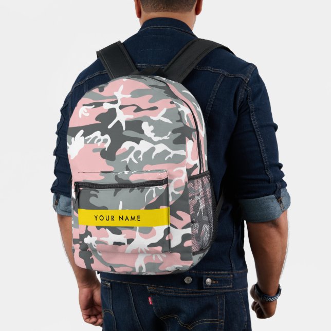 Pink and Gray Camouflage Your name Personalize Printed Backpack (Insitu (Model))
