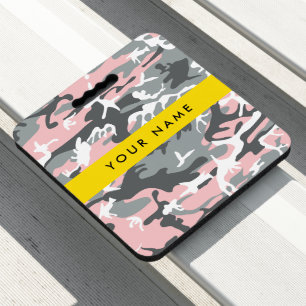 Pink and Gray Camouflage Your name Personalize Seat Cushion