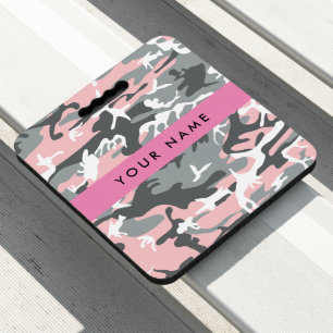 Pink and Gray Camouflage Your name Personalize Seat Cushion