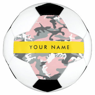 Pink and Gray Camouflage Your name Personalize Soccer Ball