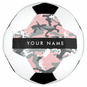 Pink and Gray Camouflage Your name Personalize Soccer Ball