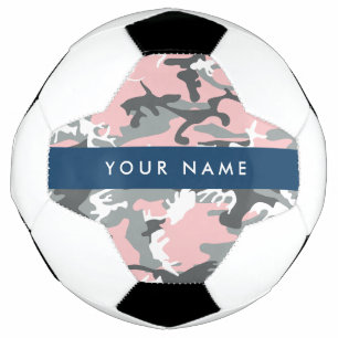 Pink and Gray Camouflage Your name Personalize Soccer Ball