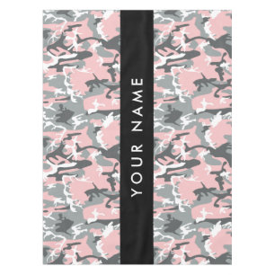 Pink and Gray Camouflage Your name Personalize Tablecloth