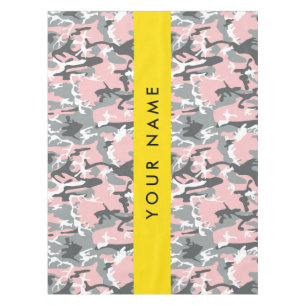 Pink and Gray Camouflage Your name Personalize Tablecloth