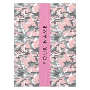 Pink and Gray Camouflage Your name Personalize Tablecloth