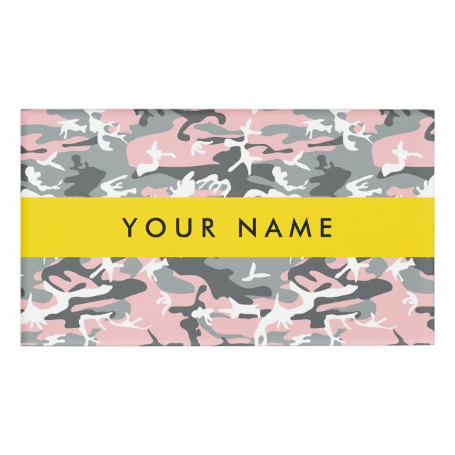 Pink and Gray Camouflage Your name Personalize Tag (Front)