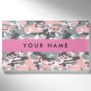 Pink and Gray Camouflage Your name Personalize Tag
