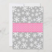 Pink and Gray Carriage Snowflakes Baby Shower Invitation (Back)
