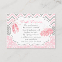 Pink and Gray Chevron Ballerina Baby Book Request Enclosure Card